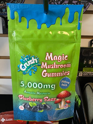 Crush Mushroom Gummies 5000mg blue raz